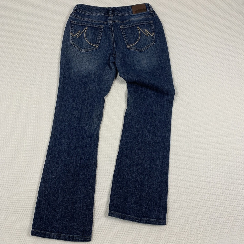 Maurices Womens 3/4 Long Bootcut Jeans Dark Wash Blue Stretch Low Rise 5MA4009J
